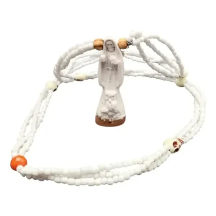 Rosario Santa Muerte Blanca | Mazo Activado y Ritualizado 47 cm