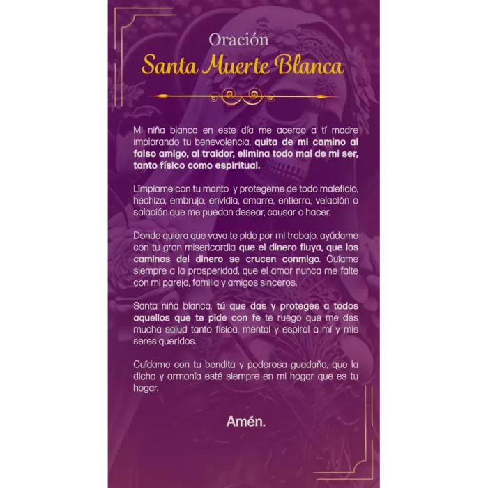 Veladora de Gel Santa Muerte Blanca | Paz, Armonía y Salud - Image 4