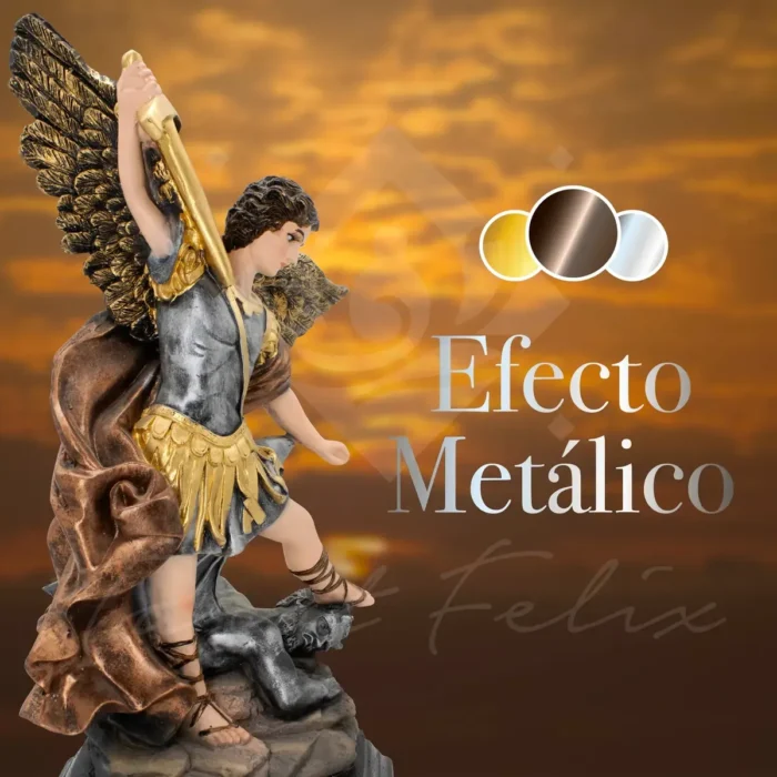 Arcángel San Miguel Metálico | Escultura con Ojo de Vidrio - Image 6