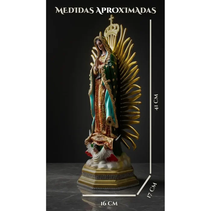 Virgen de Guadalupe 41 cm | Resina Coronada para Altar - Image 5