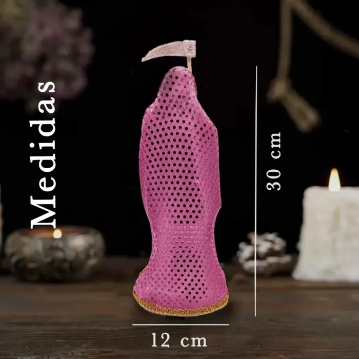 Santa Muerte Rosa Vestida 24 cm | Amor, Amarres y Armonía - Image 7