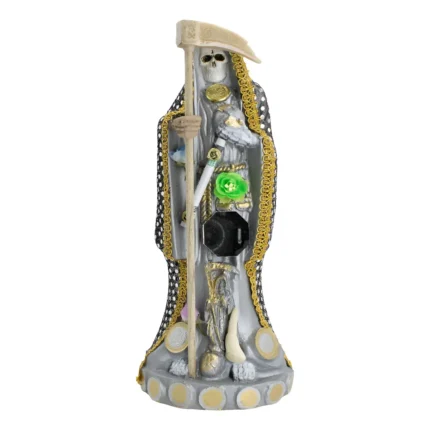 Santa Muerte Vestida Plateada | 24 cm