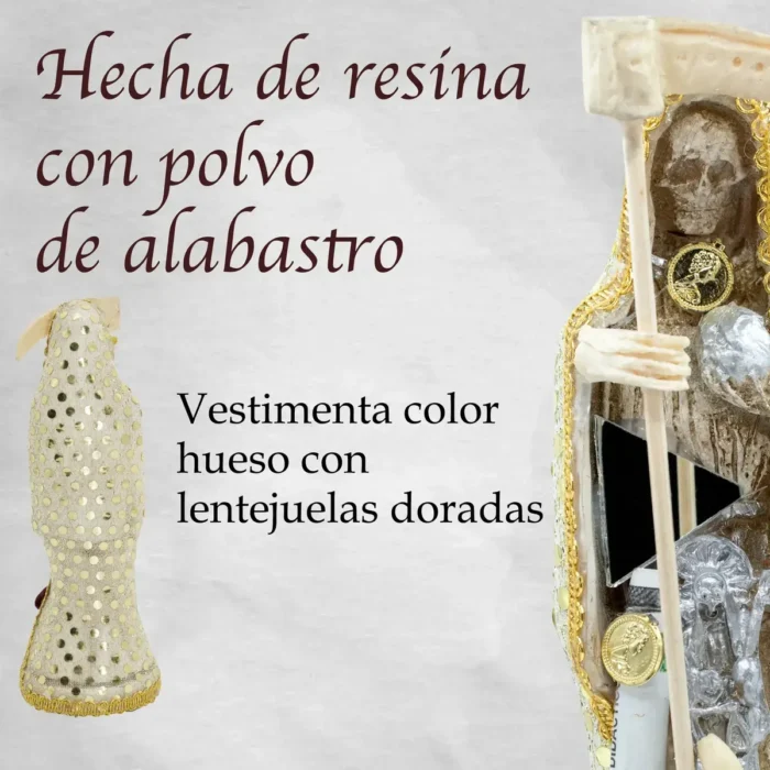 Santa Muerte Vestida Hueso 24cm | Ritualizada y Curada - Image 7