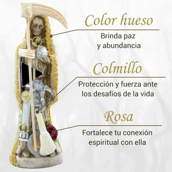 Santa Muerte Vestida Hueso 24cm | Ritualizada y Curada - Image 3