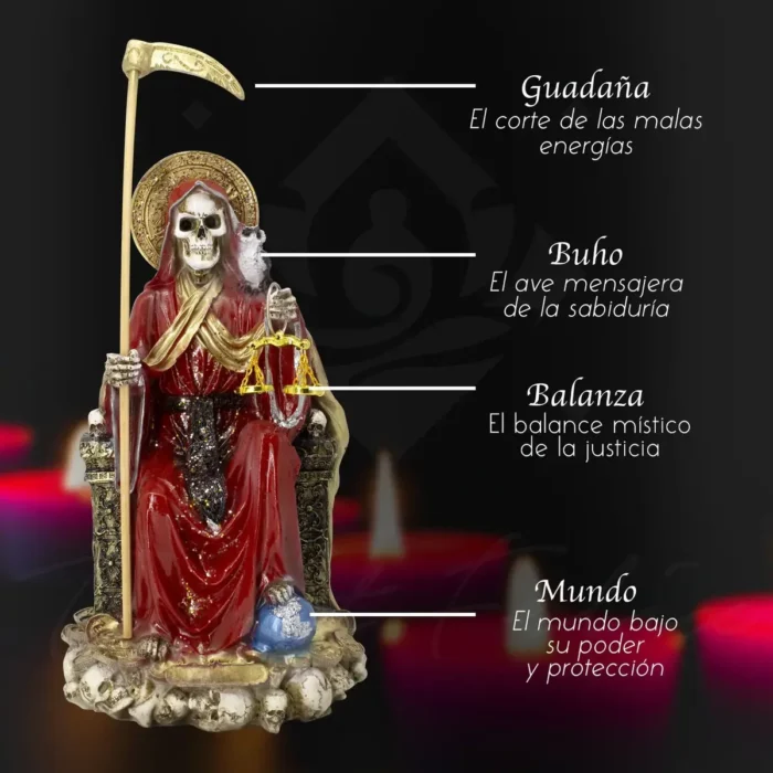 Santa Muerte Roja Suprema Con Búho | Curada - Image 7