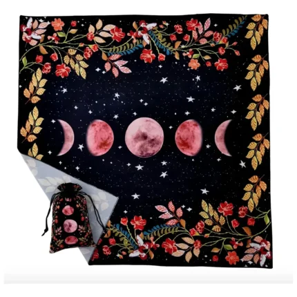 Mantel de Tarot Negro | Fases de la Luna Rosa | Editorial EMU
