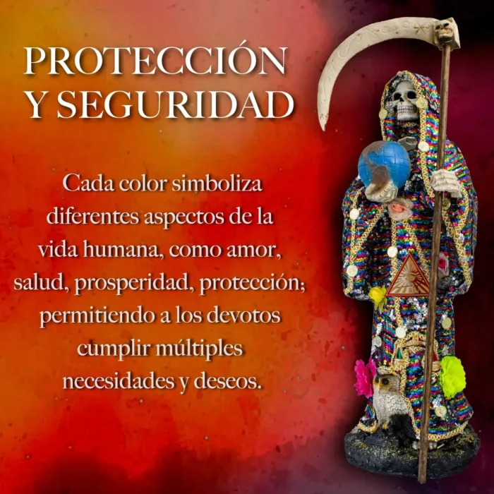Santa Muerte Manto Mágico Mil Colores 70cm | Vestida y Curada - Image 4