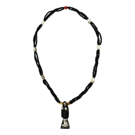 Mazo Santa Muerte Negra | Figura y Tejido Total Negro 47 cm