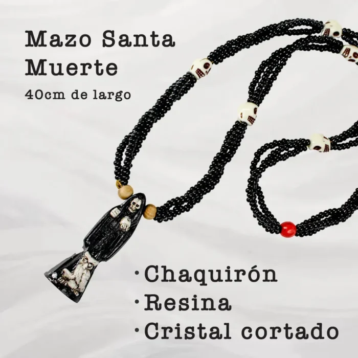 Mazo Santa Muerte Negra | Figura y Tejido Total Negro 47 cm - Image 2