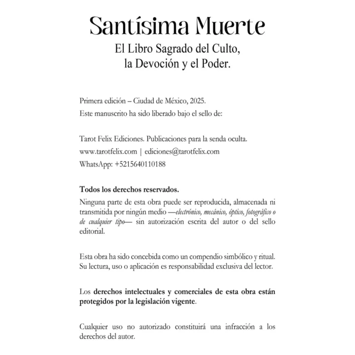 Libro Santísima Muerte Vol. 1 | Editorial Tarot Felix | Rituales - Image 2