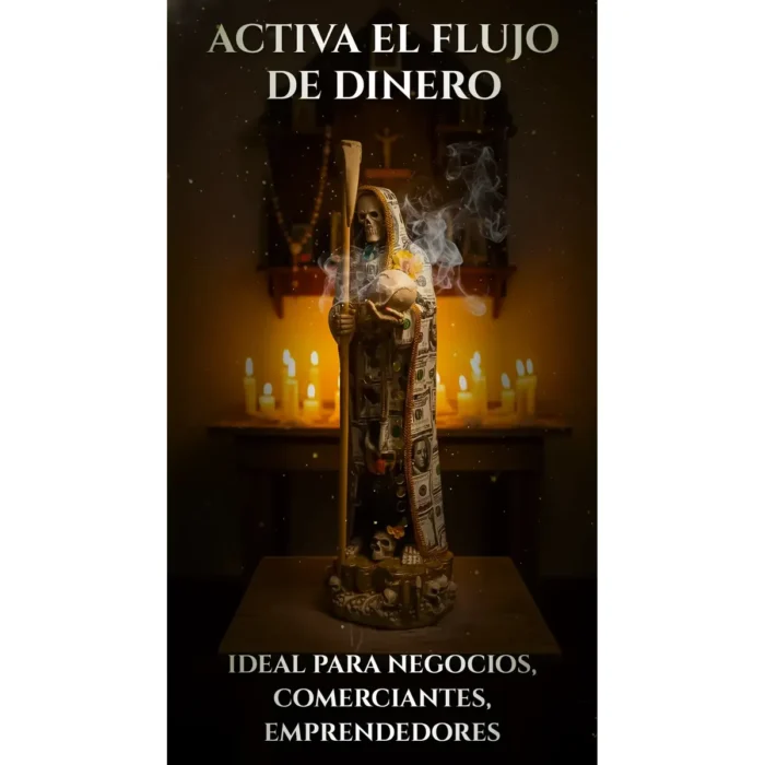Santa Muerte Vestida Dólar 50cm | Atrae Dinero y Suerte | Curada - Image 4