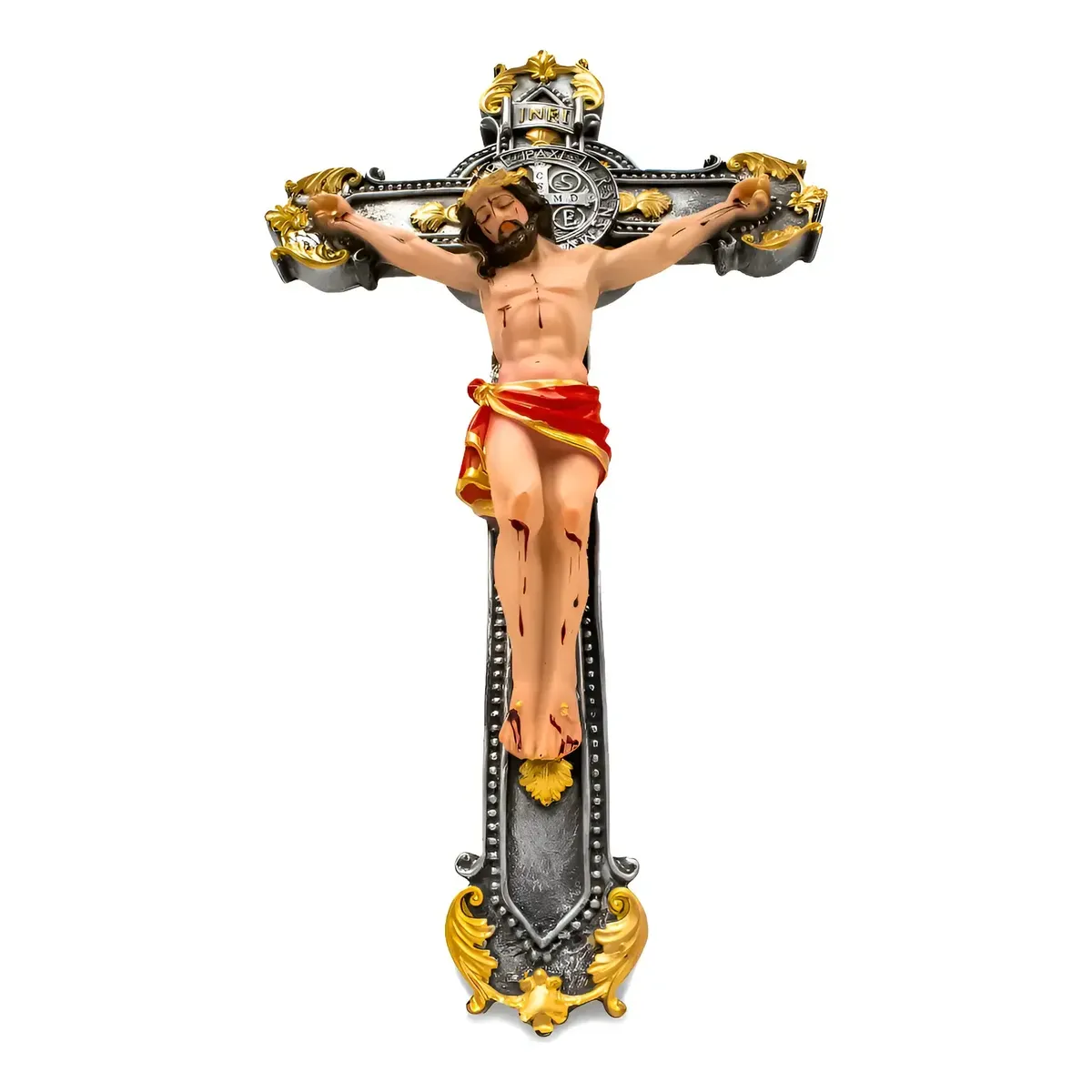 Crucifijo San Benito de Pared 47 cm | Protección del Hogar Crucifijo San Benito de Pared 47 cm | Protección del Hogar