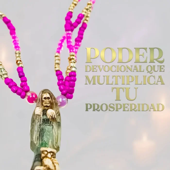 Mazo Santa Muerte Rosa Transparente | Protección y Amor - Image 2