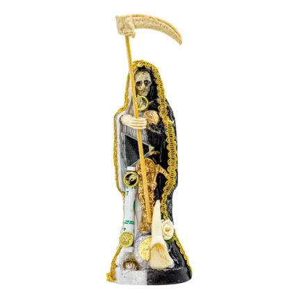 Santa Muerte Blanca y Negra 15cm | Dualidad y Protección | Curada