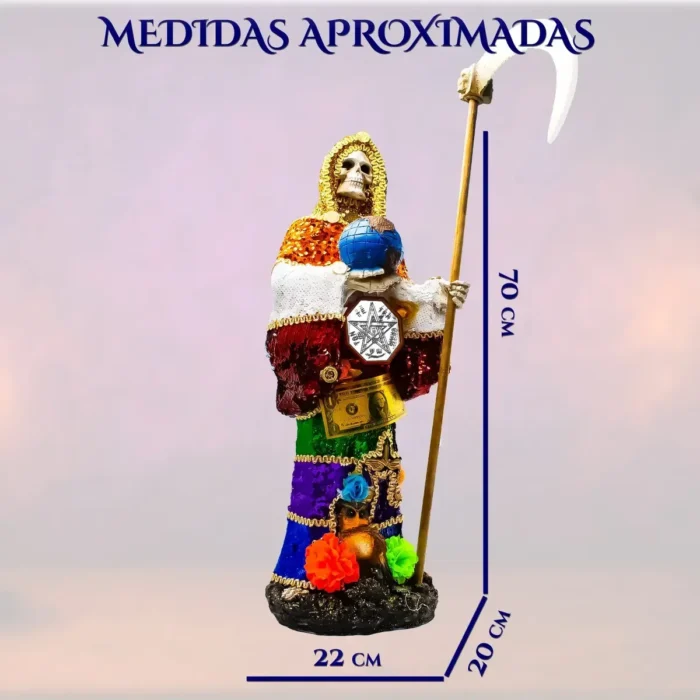 Santa Muerte Vestida 7 Potencias 70cm | Curada - Image 2