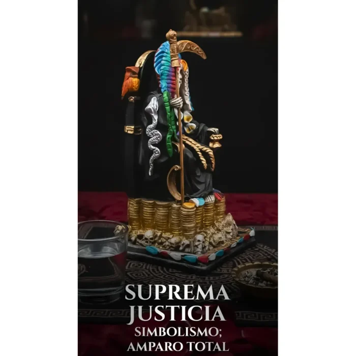 Santa Muerte Azteca Sentada Negra | Defensa y Protección - Image 6