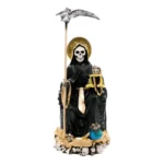 Santa Muerte Negra Suprema Sentada | Protección y Dominio | Curada