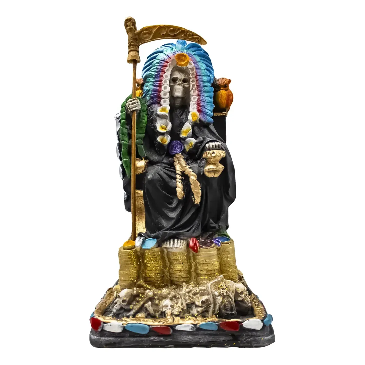 Santa Muerte Azteca Sentada Negra | Defensa y Protección Santa Muerte Azteca Sentada Negra | Defensa y Protección