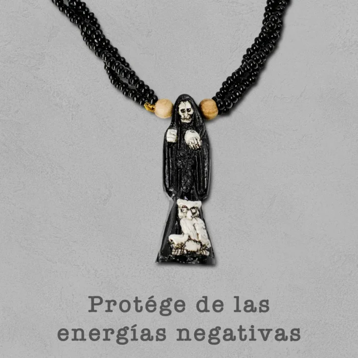 Mazo Santa Muerte Negra | Figura y Tejido Total Negro 47 cm - Image 6