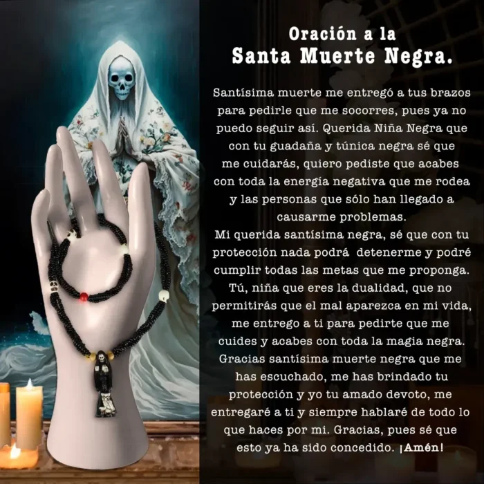 Mazo Santa Muerte Negra | Figura y Tejido Total Negro 47 cm - Image 3