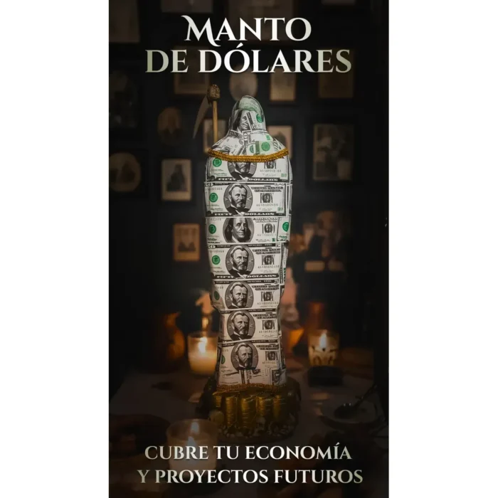 Santa Muerte Vestida Dólar 50cm | Atrae Dinero y Suerte | Curada - Image 3