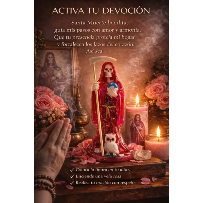 Santa Muerte Rosa Transparente 15 cm | Amor y Sanación | Curada - Image 5