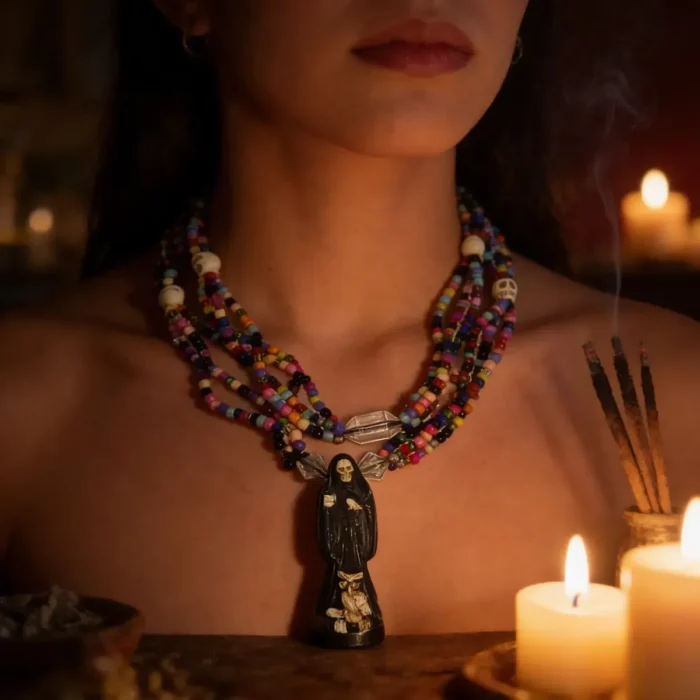 Rosario Santa Muerte Negra | Ritualizado y Protección 47 cm - Image 4