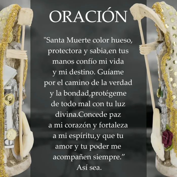 Santa Muerte Vestida Hueso 15cm | Paz, Abundancia y Protección - Image 6