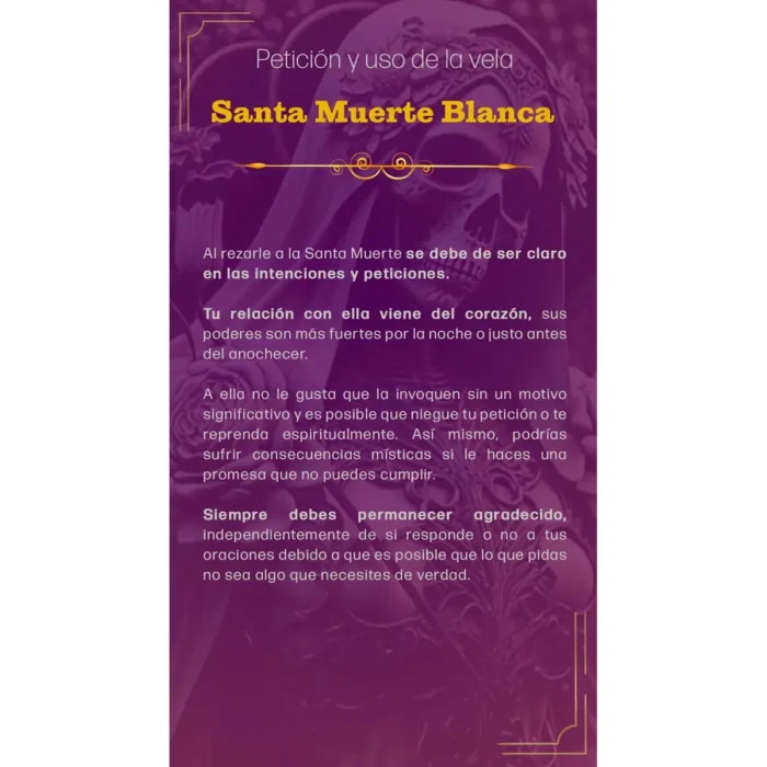 Veladora de Gel Santa Muerte Blanca | Paz, Armonía y Salud - Image 8