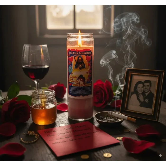 Veladora Santa Muerte Miel de Amor | Preparada y Aromática - Image 4